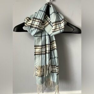 NWTCashmink by V. Fraas Rainbow BLUE Scarf W/Fringe Made In Germany 12X66